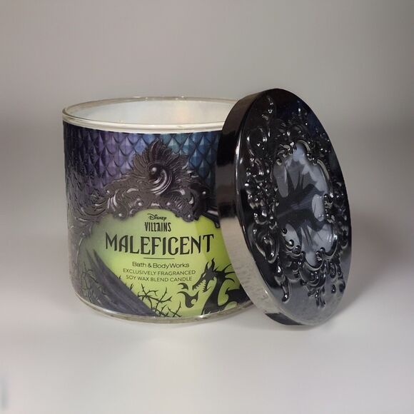 NEW Bath & Body Works Maleficent DISNEY VILLAINS SCENTED 3-WICK LARGE 14.5 OZ - Picture 1 of 7